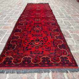 2x9 Authentic Afghan Wool Runner - Khal Mohammadi Bukhara Pattern Handwoven Geometric Oriental Rug For Hallway, Entryway Or Office Accent - thumbnail 2