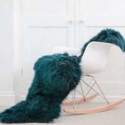 Emerald Green, Double Length Best Quality Sheepskin Rug Throw, Carpet Blanket , Hygge, Retro - thumbnail 1