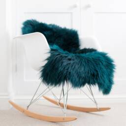 Emerald Green, Double Length Best Quality Sheepskin Rug Throw, Carpet Blanket , Hygge, Retro - thumbnail 2