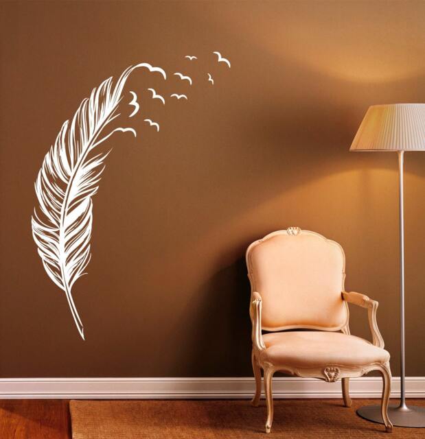 Feather Wall Decal Vinyl Stickers Bird Plumage Patterns Home Interior Design Art Murals Bedroom Decor - 3F01S - image 1