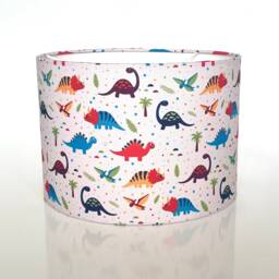 New Handmade Kids/ Children Room Multicoloured Dinosaur Patterns Drum Shape Table & Ceiling Lamp Shades - thumbnail 4
