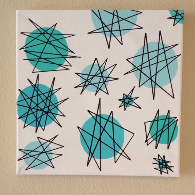 Mid Century Modern Atomic Starburst Wall Art 1950S Painting - image 1