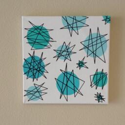 Mid Century Modern Atomic Starburst Wall Art 1950S Painting - thumbnail 3
