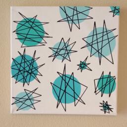 Mid Century Modern Atomic Starburst Wall Art 1950S Painting - thumbnail 2