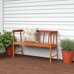 Eucalyptus Wood 2-Person Bench Ergonomic Outdoor Seating - thumbnail 1