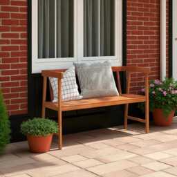 Eucalyptus Wood 2-Person Bench Ergonomic Outdoor Seating - thumbnail 3