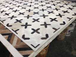 Patchwork Cowhide Rug, Black & White San Isidro - Handmade - thumbnail 1