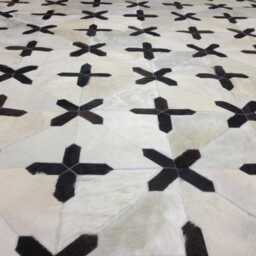 Patchwork Cowhide Rug, Black & White San Isidro - Handmade - thumbnail 2