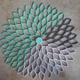 Handmade Dahlia Paper Wall Art Modern Green, White & Gray Decor - thumbnail 3
