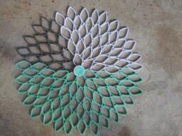Handmade Dahlia Paper Wall Art Modern Green, White & Gray Decor - thumbnail 1