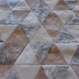 Cowhide Patchwork Rug White, Cream & Grey Triangles - thumbnail 2