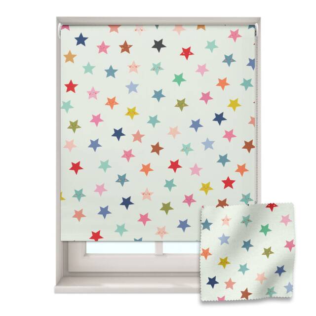 Smiley Stars Roller Blind, Star Children's Made To Measure, Nursery Blackout Blind - image 1