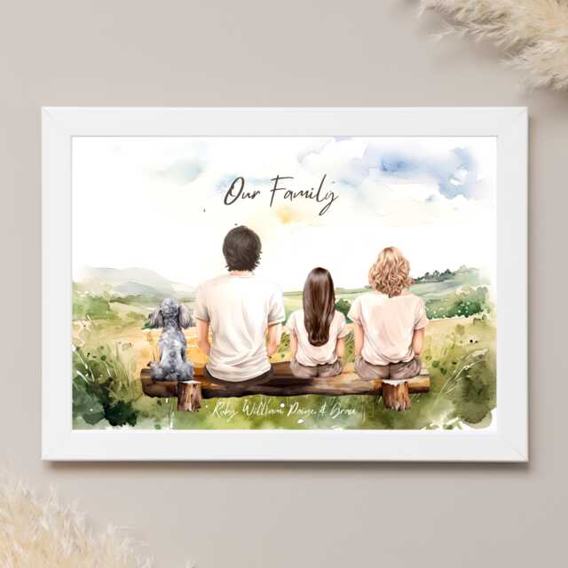 Family Print, Personalised Family Print With Dog, Canvas Dog Photo, Dogs, Portrait, Our - image 1