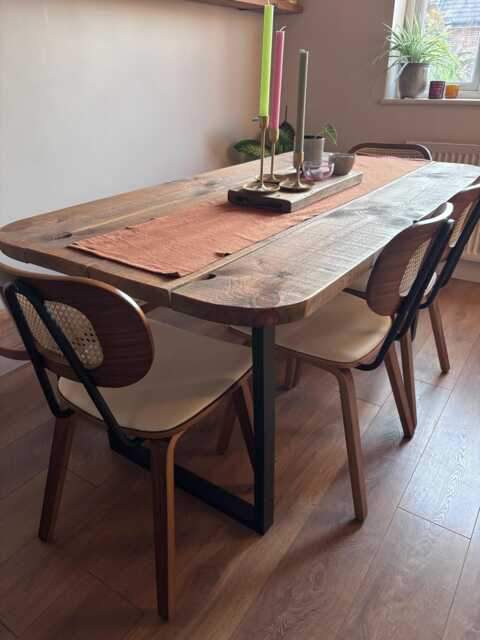 Reclaimed Solid Wood Dining Table - Handmade Industrial Rustic Kitchen Furniture - image 1