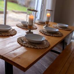Reclaimed Solid Wood Dining Table - Handmade Industrial Rustic Kitchen Furniture - thumbnail 2