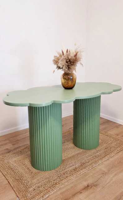 Sage Cloud Dining Table With Fluted Pedestal Legs - image 1