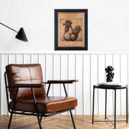 Vintage Rooster Wall Art - Rustic Poster Antique Farmhouse Kitchen Decor Illustration Funky Sunglasses Chicken - thumbnail 3