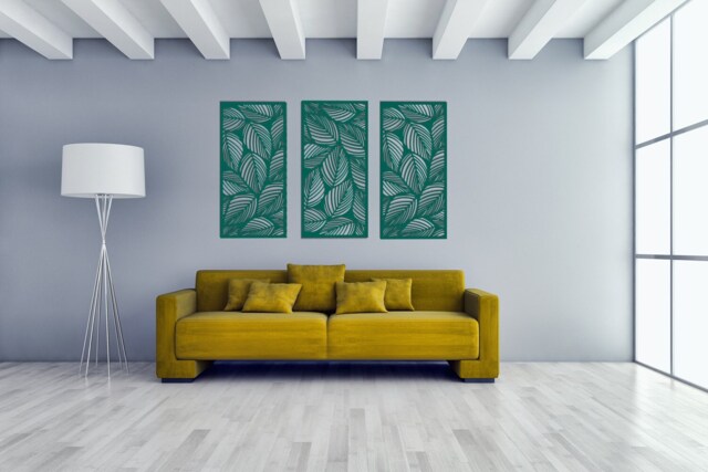 3D Stylish Wood Wall Art Decor, Leaves Design, Openwork Ornament Picture, Living Room, Decorative Wooden Panel, Gift Idea - image 1