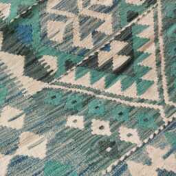 Kilim Rug Turquoise, Handmade Artisan Afghan Turkish Persian Qashqai Kilim, Moroccan Navajo Bohemian Natural Wool Flatweave 122x81 cm - thumbnail 4