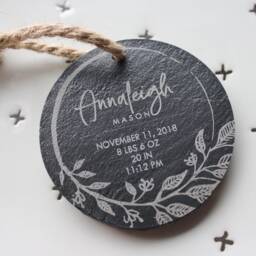 Personalized Baby Stats Slate Ornament - First Christmas Gift Mother's Day - thumbnail 2
