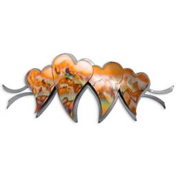 Family Of Hearts - 4 - Torch Cut Copper On Steel Wall Hanging - thumbnail 3