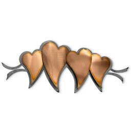 Family Of Hearts - 4 - Torch Cut Copper On Steel Wall Hanging