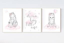 Llama Nursery Print Pink & Gray Wall Art - thumbnail 1