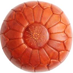 Summer Sale Deluxe Moroccan Saffron Leather Motif Pouffe, Handmade Artisan Ottoman Bean Bag Footstool, Floor Cushion - thumbnail 1