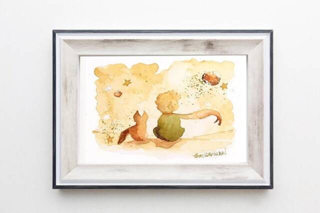 Little Prince & Fox Watercolor Art Print - Digital Download - image 1
