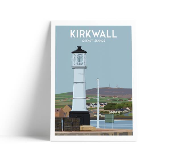 Kirkwall Print - Orkney Travel Poster Scotland West Pier