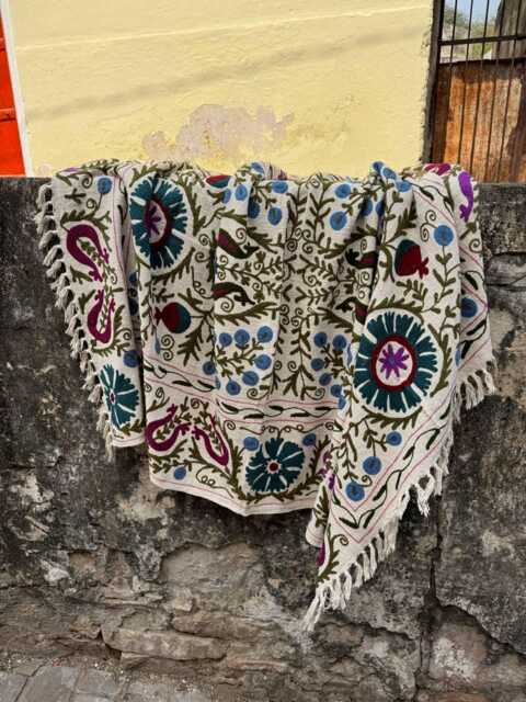 Boho Style Suzani Cotton Tnt Throw Blanket For Bed, Sofa & Living Room Decoration - image 1