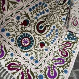 Boho Style Suzani Cotton Tnt Throw Blanket For Bed, Sofa & Living Room Decoration - thumbnail 4