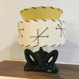 Mid Century Vintage Style Tapered 2 Tier Fiberglass Lamp Shade Modern Atomic Yellow/Ivory - thumbnail 2