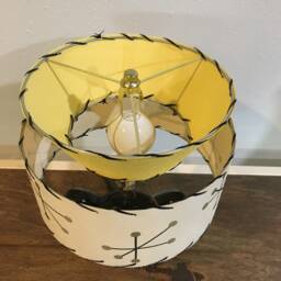 Mid Century Vintage Style Tapered 2 Tier Fiberglass Lamp Shade Modern Atomic Yellow/Ivory - thumbnail 3