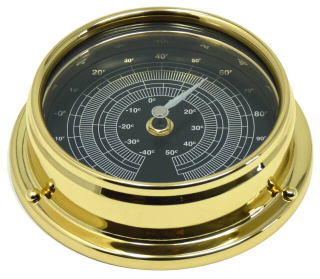 Tabic Prestige Solid Brass Thermometer With Jet Black Dial, Heavy Case - 1/2 Kg, Handmade in England - image 1