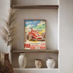 Vintage Pau Grand Prix Poster French Racing Car Wall Art Print - thumbnail 3