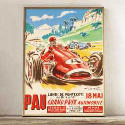 Vintage Pau Grand Prix Poster French Racing Car Wall Art Print - thumbnail 2
