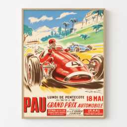 Vintage Pau Grand Prix Poster French Racing Car Wall Art Print - thumbnail 1