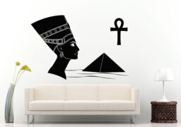 Egyptian Queen Nefertiti Ancient Egypt Pyramid Crest Cross Wall Decal Vinyl Sticker Mural Room Decor L915 - thumbnail 1