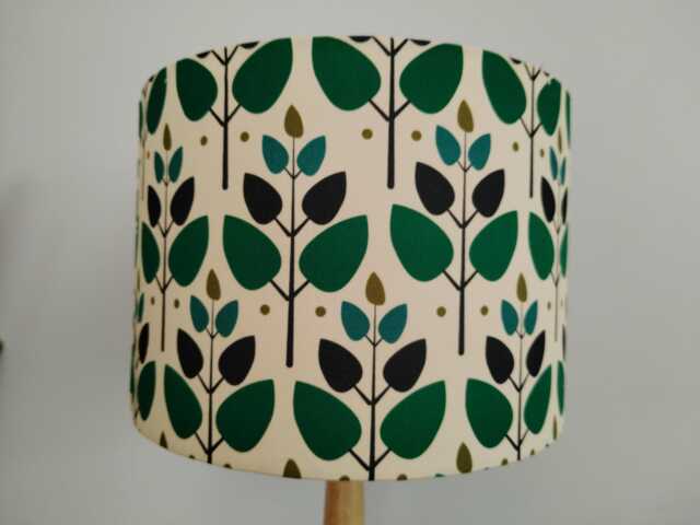 Green Retro Leaf Lampshade & Blue Leaves Tree Cotton Drum Lamp Shade Ceiling Pendant Or Table Floor Various Sizes - image 1