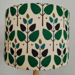 Green Retro Leaf Lampshade & Blue Leaves Tree Cotton Drum Lamp Shade Ceiling Pendant Or Table Floor Various Sizes - thumbnail 3