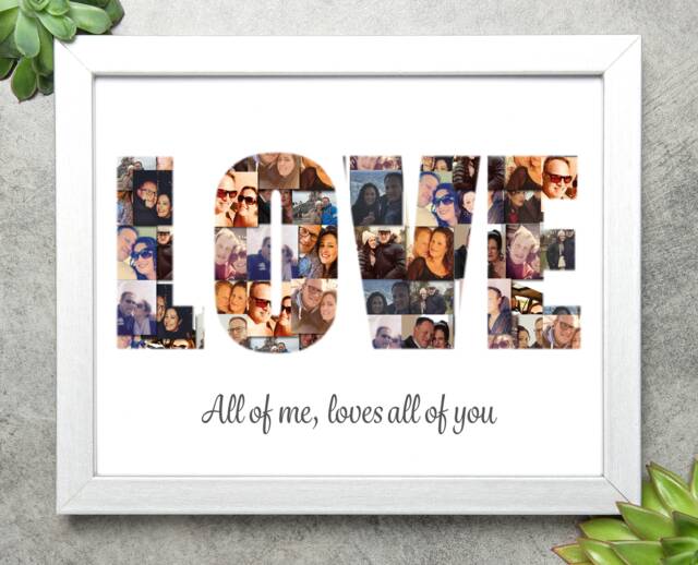 Personalized Photo Collage Love Print - Custom Picture Gift For Couples, Anniversary, Or Wedding - image 1