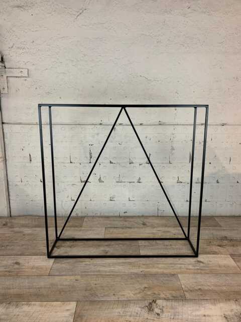 Handmade in The UK Raw Steel/Black V Detail Steel Top Industrial Style Minimal Narrow Console Hall Table Modern Thin Frame - image 1