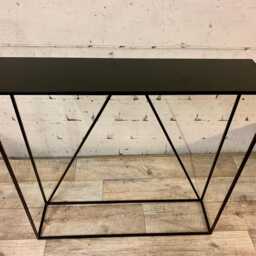 Handmade in The UK Raw Steel/Black V Detail Steel Top Industrial Style Minimal Narrow Console Hall Table Modern Thin Frame - thumbnail 3