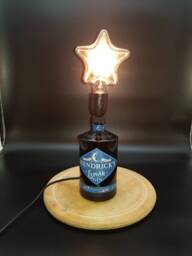 Hendricks Lunar Gin Bottle - Upcycled Table Lamp With Star Shaped E27 Bulb - UK Electrical Plug On/Off Switch - thumbnail 1