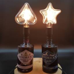 Hendricks Lunar Gin Bottle - Upcycled Table Lamp With Star Shaped E27 Bulb - UK Electrical Plug On/Off Switch - thumbnail 4