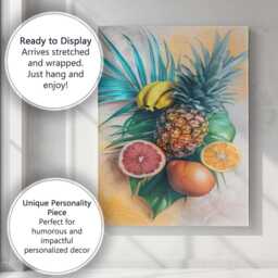 Tropical Pineapple Banana & Citrus Botanical Still Life Canvas Wall Art Print Decor Picture Ready To Hang - thumbnail 3