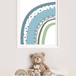 Boys Nursery Prints, Rainbow Decor, Bedroom Wall Art, Muted Blue, Playroom Prints - thumbnail 2