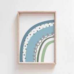 Boys Nursery Prints, Rainbow Decor, Bedroom Wall Art, Muted Blue, Playroom Prints - thumbnail 1