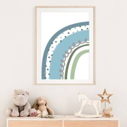 Boys Nursery Prints, Rainbow Decor, Bedroom Wall Art, Muted Blue, Playroom Prints - thumbnail 3